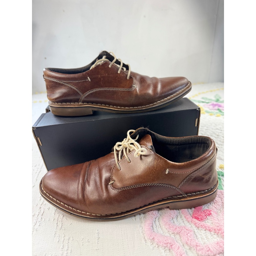 Steve Madden Harpoon 982 Wood Brown‎ Leather Dress Shoes Mens Size 12